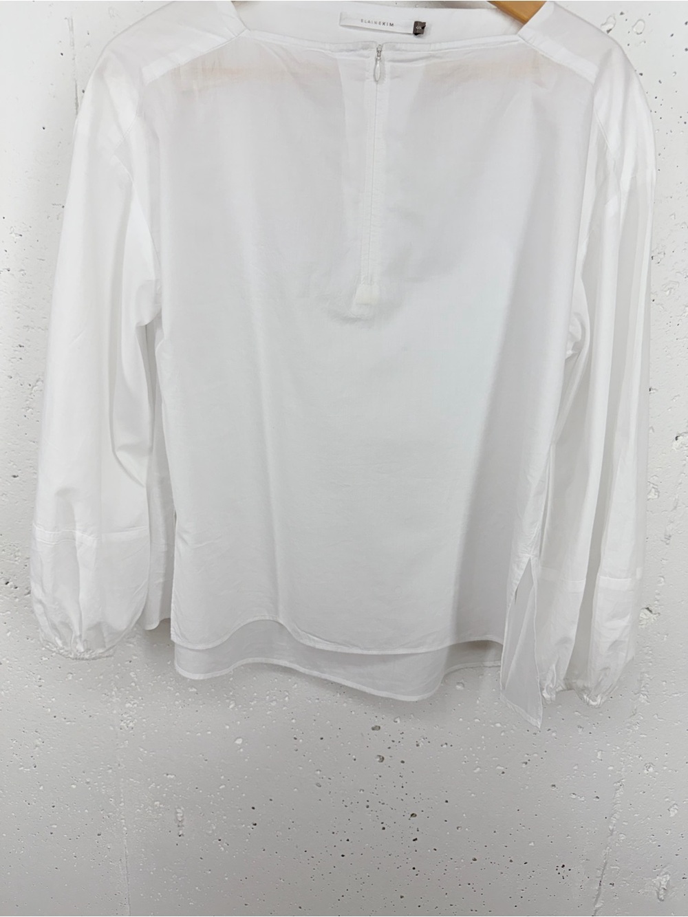 Elaine Kim Size Small White Cotton Zipper Front Blouse - Picture 3 of 12